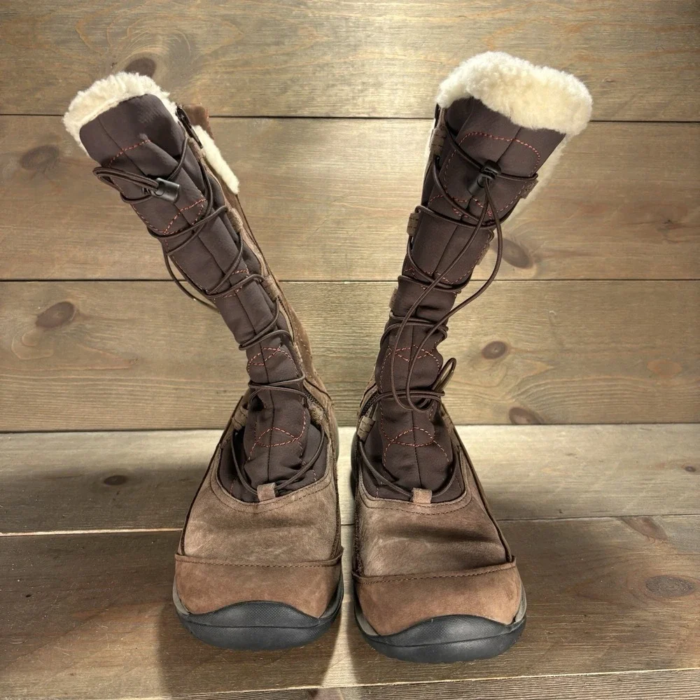 merrell encore apex womens size 8 shoes brown suede waterproof snow boots